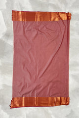 Onion Pink Korvai Soft Silk Saree with Gold Zari Buttas and Traditional Floral Border