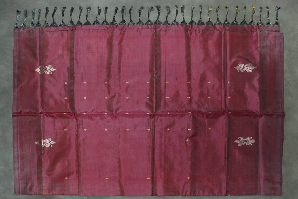 Purple Banana Pith (Vaazhai Naar) Borderless Saree with Small Butta and Tassels