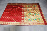 Maroon Paithani Pure Silk Saree with Zari Woven Peacock Pallu and Design Border