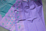 Teal Kubera Pattu Saree with Mango Design Border & Blouse, Semi Silk Traditional Wear