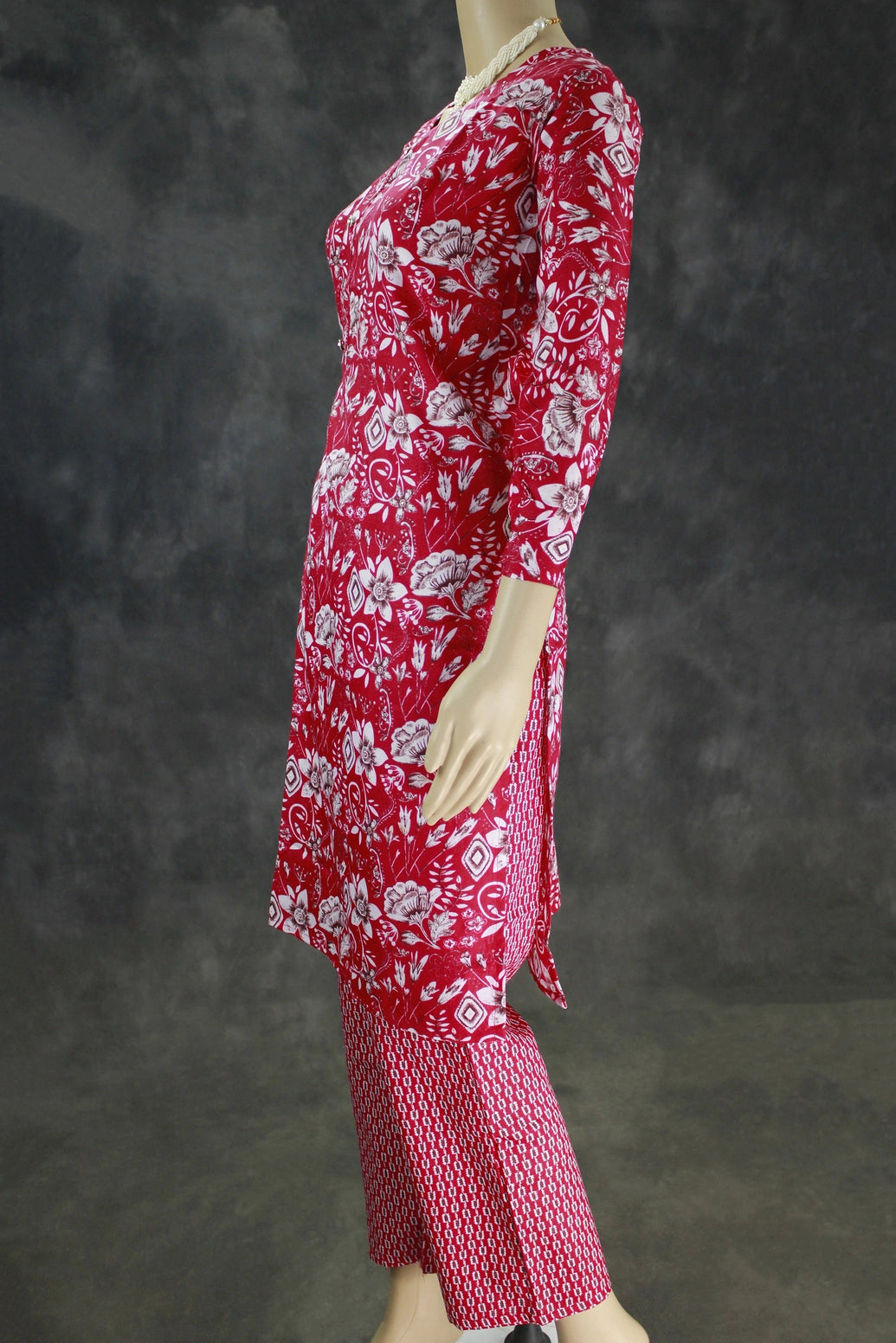 Pink Cotton Printed Kurti and Elastic Pant Set – 2-Piece Ethnic Wear
