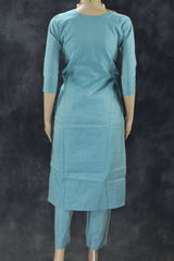 Pastel Blue Shimmer 3-Piece Salwar Suit with Aari & Pearl Embroidery, Organza Sequin and Printed Dupatta Kurti JCS Fashions