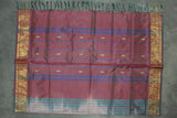 Teal and Maroon Vaazhai Naar Saree with Zari Border and Small Buttas