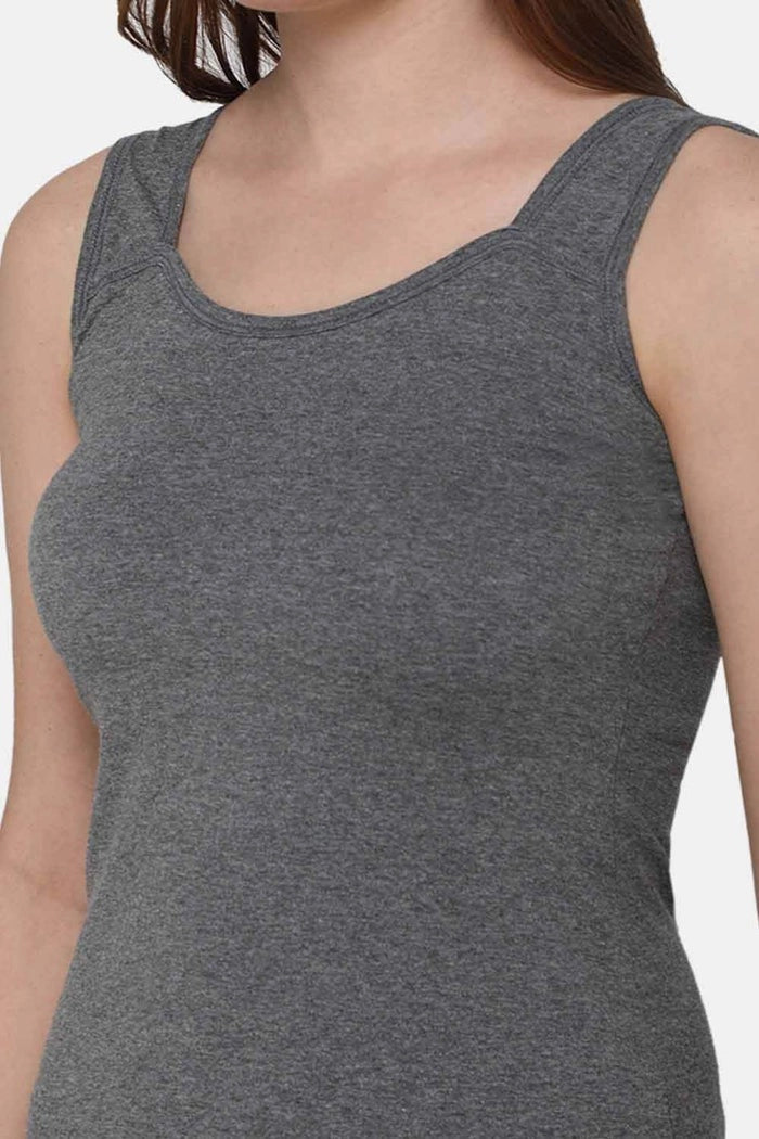Grey Sleeveless Tank Top - Round Neck High Back Innerwear, Slim Fit TankTop JCS Fashions