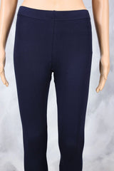 Dark Navy Blue Ankle Length 4 Way Lycra Leggings, Silicon Wash Finish for Smooth Look