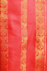 Red Ponnadai Poly Silk Jacquard Temple Shawl with Zari Pattern & Tassels | 2m Traditional South Indian Dupatta