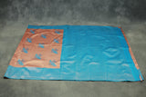 Kubera Pattu Saree Pastel Orange with Big Peacock Motif & Big Zari Border, Semi Silk Saree with Blouse