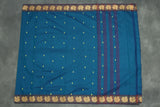 Rama Blue Poly Cotton Butta Saree with Gold-Colour Swan Thread Border - Traditional Indian Saree Saree JCS Fashions