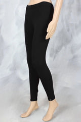 Black Ankle-Length Leggings in 4-Way Lycra with Silicon-Wash Smooth Finish