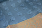 Grey Semi Silk Emboss Saree with Elegant Border, Leaf Motif Weave and Traditional Look