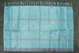 Sky Blue Vaazhai Naar (Banana Pith) Borderless Saree with Small Butta