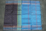 Blue Vaazhai Naar (Banana Pith) Saree with Copper Zari Border and Small Buttas