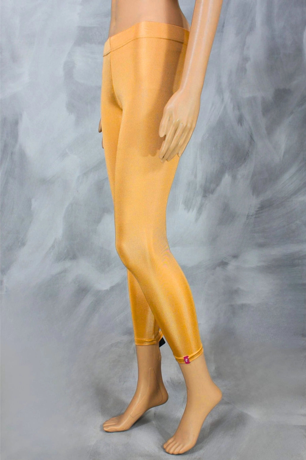 Gold Shimmer Ankle Length Leggings for Women, Stretch Fit 80% Polyester 20% Spandex