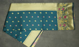 Kamal Paithani Silk Floral Pallu Saree with Design Border, Bottle Green Full Body Butties and Blouse