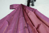 Purple Silk Cotton Saree with Zari Border and Pallu Design, Blouse Included, 5.5 Meters
