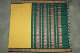 Mustard Kalyani Cotton Saree with Putta Design and Zari Border, Comes with Blouse
