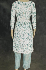 Cotton 2 piece kurta set, Kurti and Pant with Elastic, Rayon cotton fabric Kurti and Pant , kurti comes with beautiful printed Leaf design