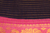 Dark Purple Sungudi Cotton Saree with Pink Peacock Gold Zari Double Border Saree JCS Fashions