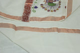 Fabric: Pure Kerala Cotton – lightweight, breathable, 
        •        Design: Rich machine embroidery in Copper zari and thread with detai
