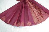Maroon Silk Cotton Saree with Zari Border, Borderless Design and Matching Blouse