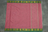Onion Pink Poly Cotton Saree with Green Zari Border and Butta Motifs Saree JCS Fashions