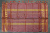 Blue & Brown Vaazhai Naar (Banana Pith) Saree with Zari Border and Small Butta