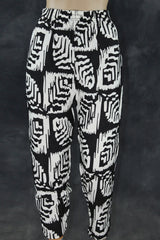 Black & White Rayon Printed Kurti Set with Beaded Neck and Elastic Pant Kurti JCS Fashions