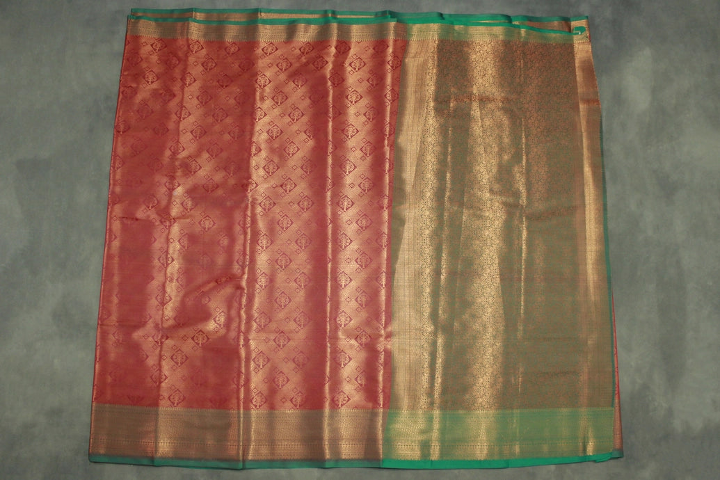 Bridal Red Kubera Silk Saree with Grand Pallu Zari Border and Blouse