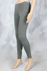 Light Steel Grey Ankle Leggings for Women, 4-Way Lycra Stretch, Smooth Finish, Belt Style