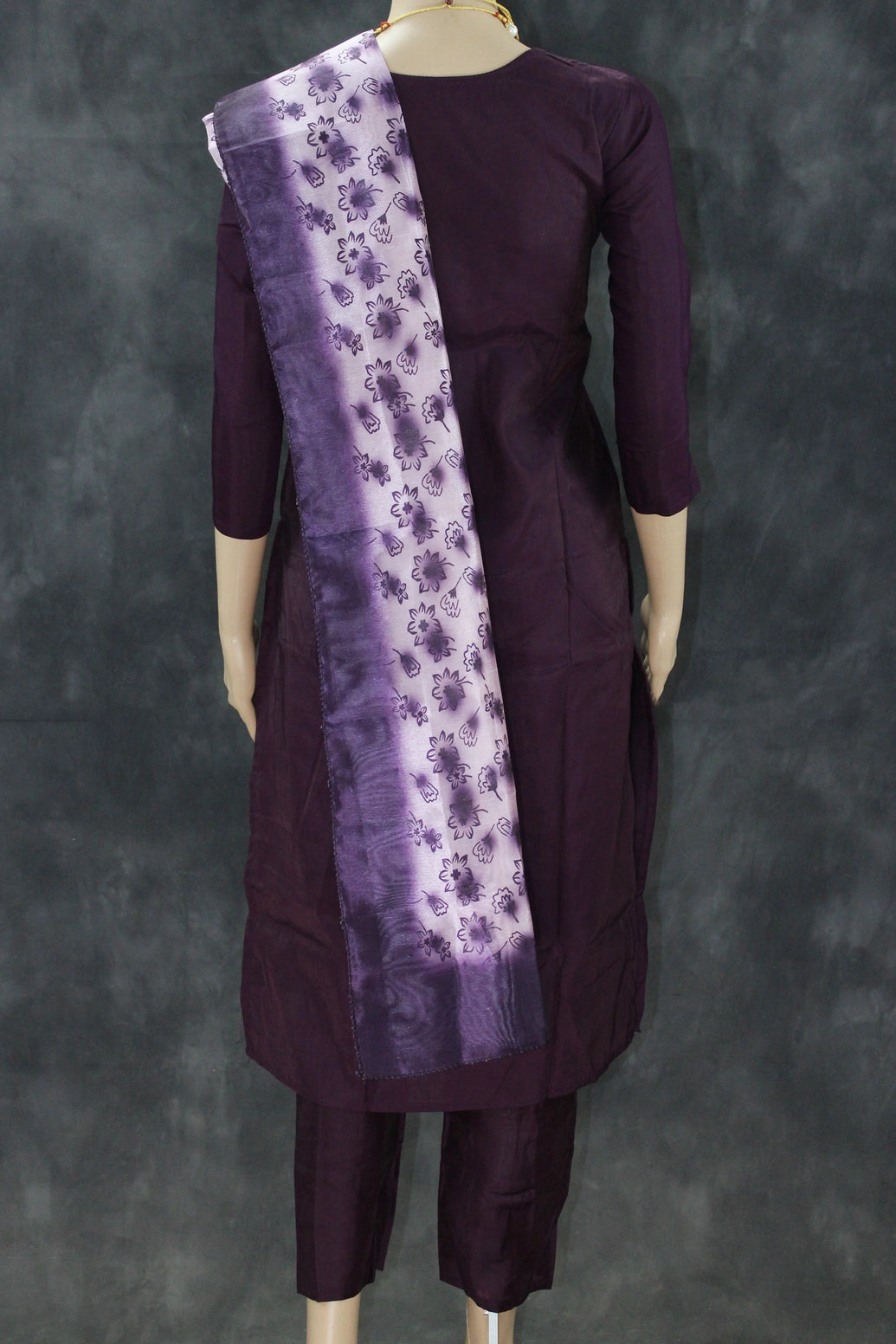 Roman Silk Wine Embroidered 3-Piece Kurta Set with Printed Digital Dupatta and Sequin Zari Handwork Kurti JCS Fashions