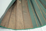 Seaweed Green Silk Cotton Saree with Zari Border and Blouse Piece, Border Less Design