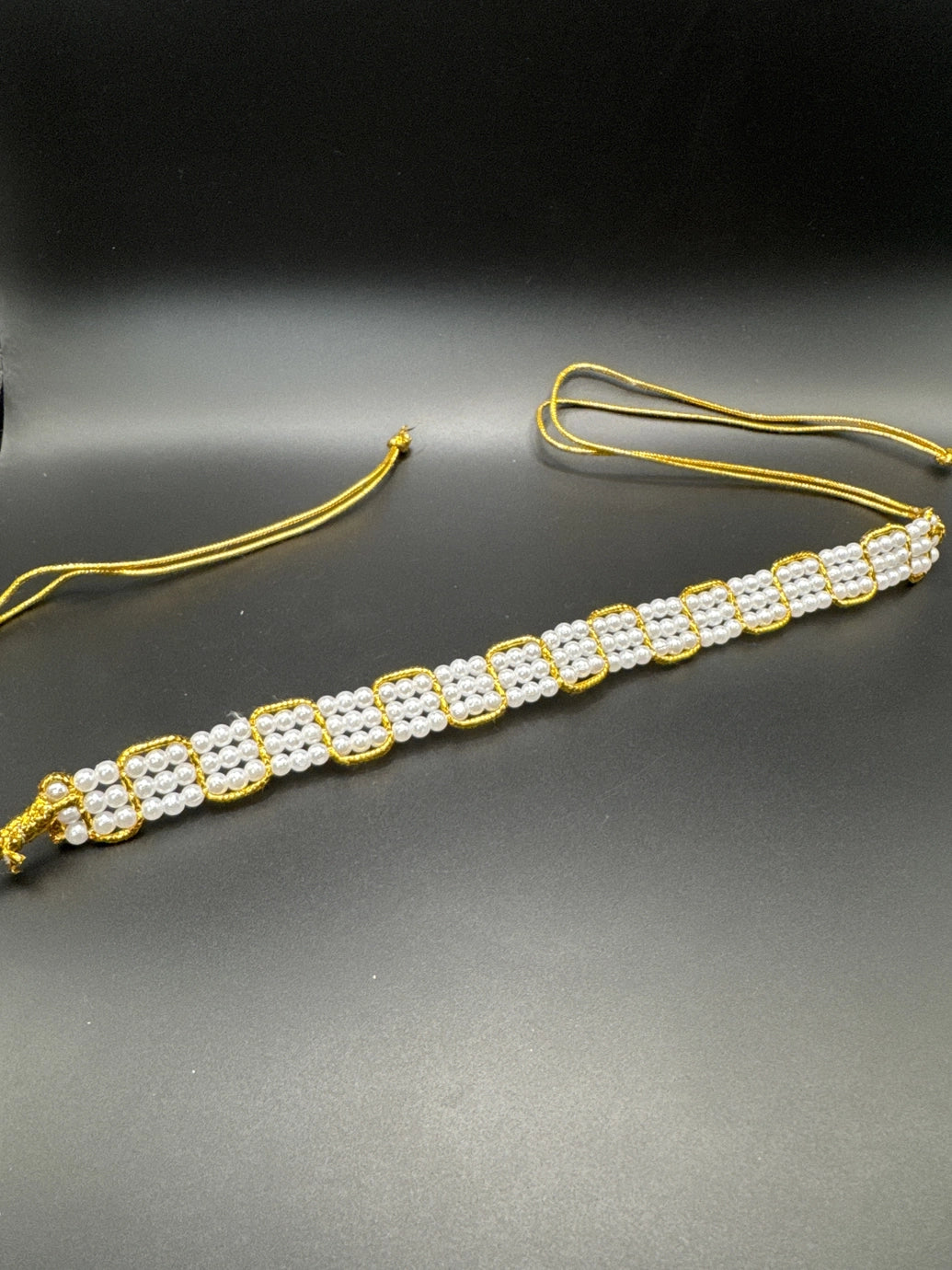 Gold-Tone Pearl Hip Belt with Layered Imitation Pearls – Traditional Adjustable Waist Chain