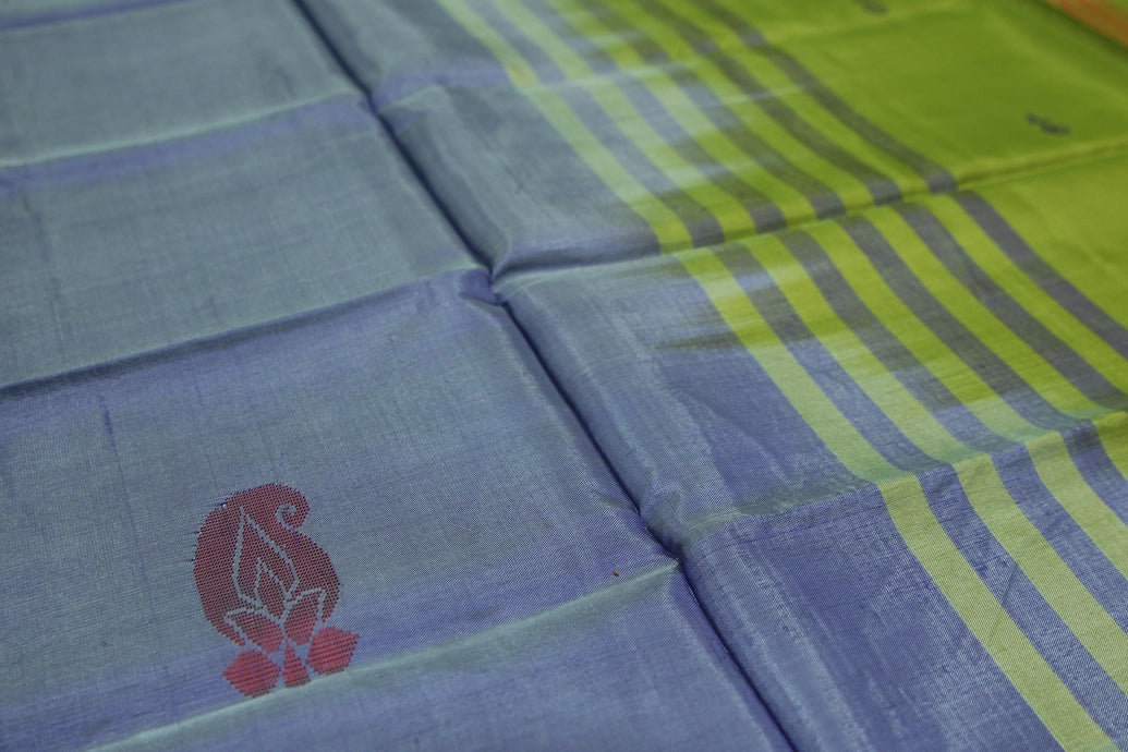 Pear Green Vaazhai Naar (Banana Pith) Borderless Saree with Small Butta