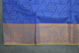 Blue Emboss Silk Saree with Contrast Border and Semi Silk Zari Style Design