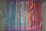 Blue Bridal Kubera Pattu Saree with Grand Pallu Zari Work and Zari Border, Comes with Blouse