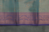 Teal Bridal Kubera Pattu Style Cotton Saree with Full Zari Work and Contrast Purple Woven Border Saree JCS Fashions