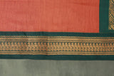 Burnt Orange Kalyani Cotton Saree with Puthha Design and Zari Border and Blouse