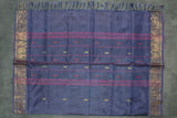 Vaazhai Naar (Banana Pith) Saree in Navy Blue and Orange with Zari Design Border, Full-Body Buttas and Blouse Piece