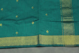 Dark Green Silk Cotton Saree with Zari Border and Blouse Piece | Traditional Ethnic Wear