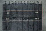 Black Vaazhai Naar (Banana Pith) Borderless Saree with Small Butta Motifs, Tasseled Pallu