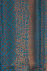 Bridal Kubera Pattu Saree Mehendi Green with Teal Blue Zari Border - Full Body Zari Work Saree JCS Fashions