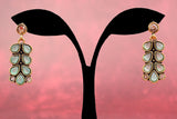 Mint Green Teardrop Leaf Gold-Tone Dangle Earrings — Traditional Ethnic Fashion Jewellery Jewelry JCS Fashions