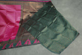 Magenta Pink Kubera Silk Saree with Peacock Design Border and Contrast Pallu for Women
