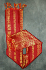 Maroon Ponnadai Poly Silk Jacquard Shawl with Zari Pattern and Tassels | Temple and Function Dupatta