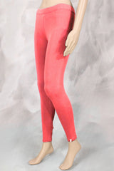 Peach Ankle Length 4 Way Lycra Leggings for Women, Smooth Silicon-Wash Finish, Belt Style