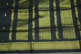 Black Kalyani Cotton Saree with Putta Design and Zari Border, Blouse Included