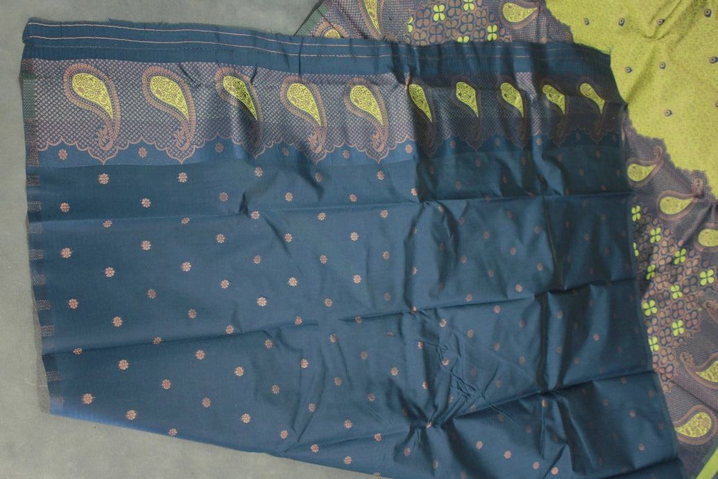 Green Kubera Pattu Saree with Mango Design Border and Matching Blouse