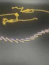 Gold-Tone Blue Crystal Zigzag Hip Chain - Adjustable Waist Belt for Ethnic Wear Jewelry JCS Fashions