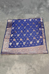 Blue Marathi Tadka Soft Silk Saree with Rich Pallu and Pure Zari Floral Weave