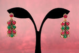 Maroon & Red Gold-Tone Teardrop Leaf Earrings with Antique Finish for Festive Wear Jewelry JCS Fashions
